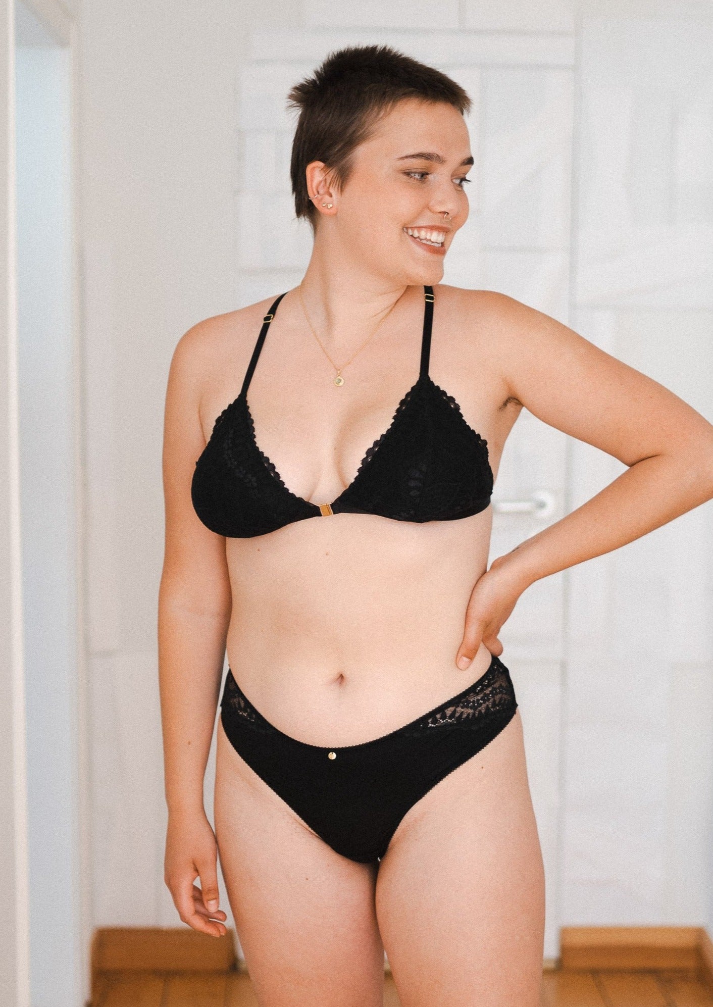 Spitzen-Dessous schwarz Panties mit Spitze fair fashion