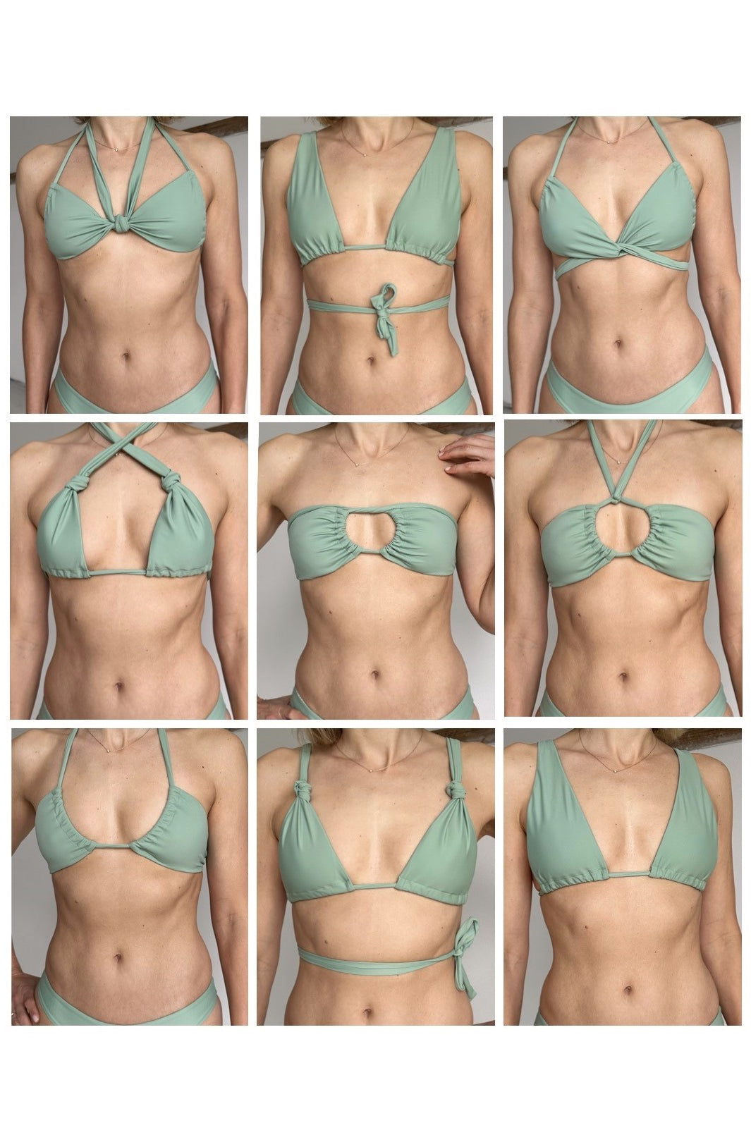 multiway-Bikini vielfältige Tragemöglichkeiten grün salbei nachhaltig