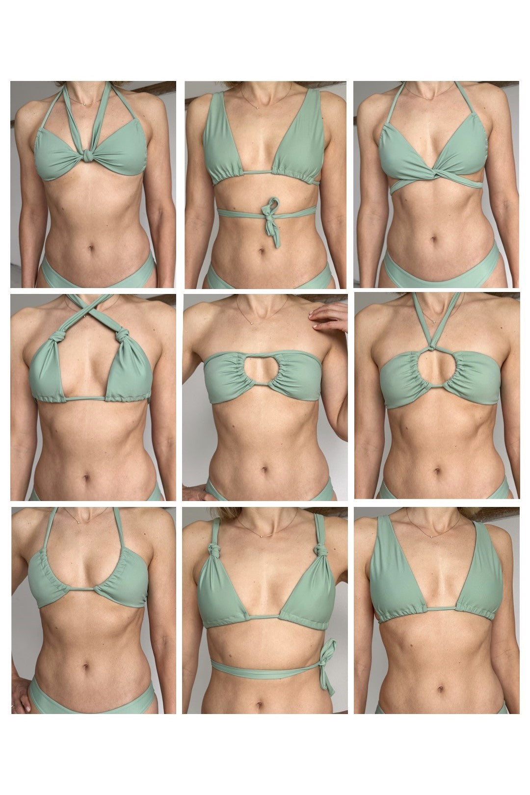 multiway-Bikini vielfältige Tragemöglichkeiten grün salbei nachhaltig