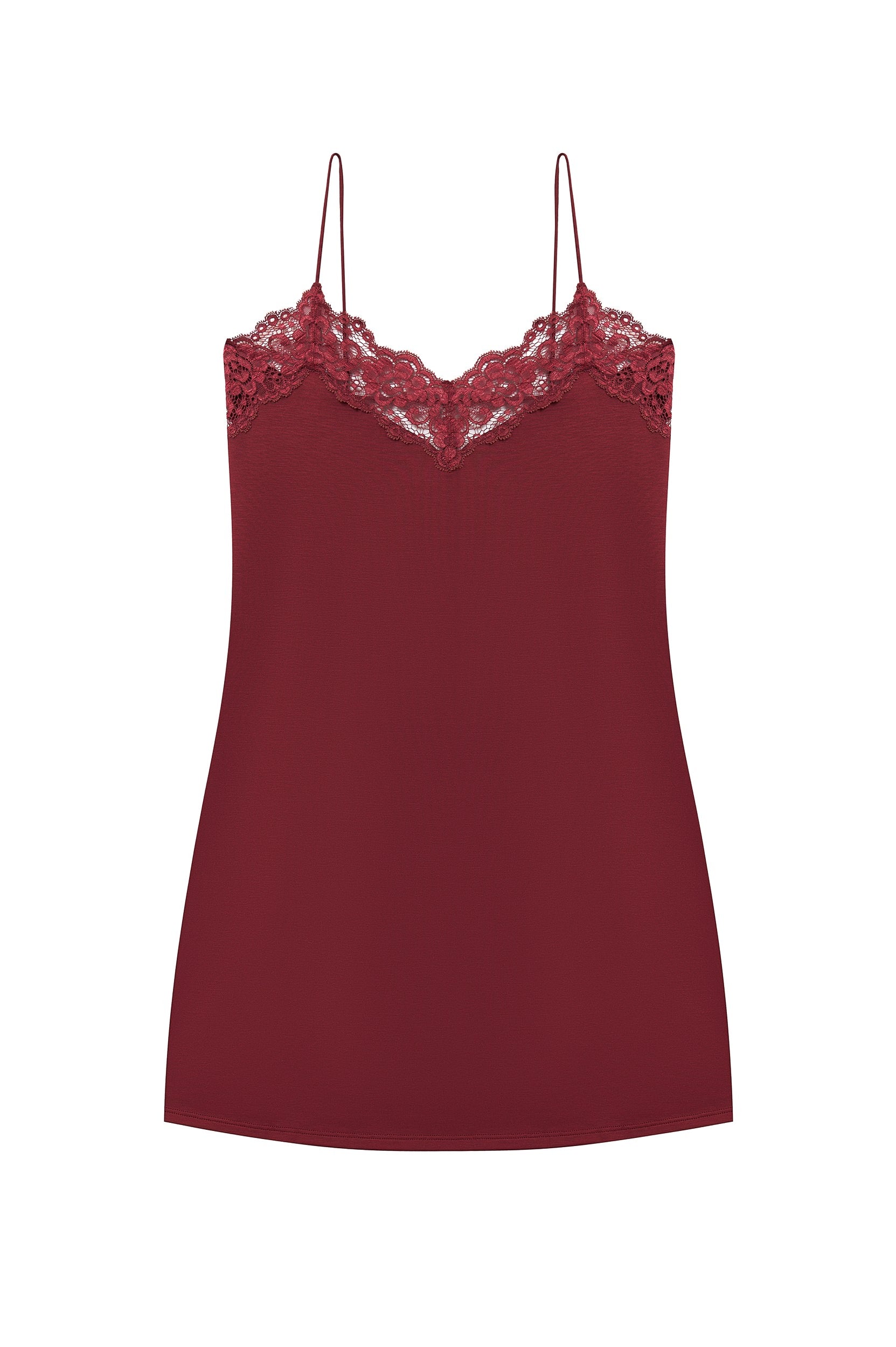 Spitzen-Nachthemd Tencel Lyocell Coco Malou dunkelrot Flatlay
