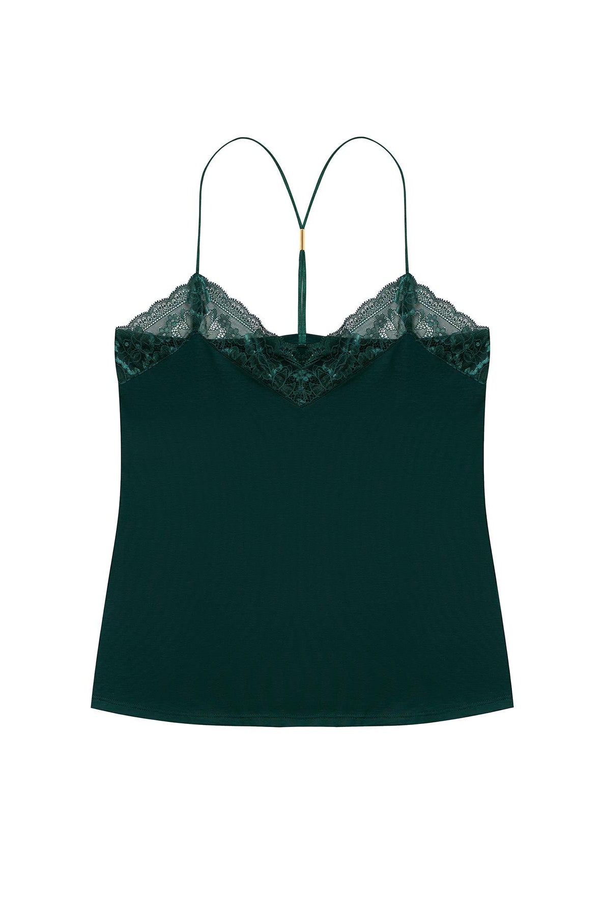 Camisole Spitzen-Top Hemdchen dunkelgrün aus Tencel von Coco Malou fair produziert