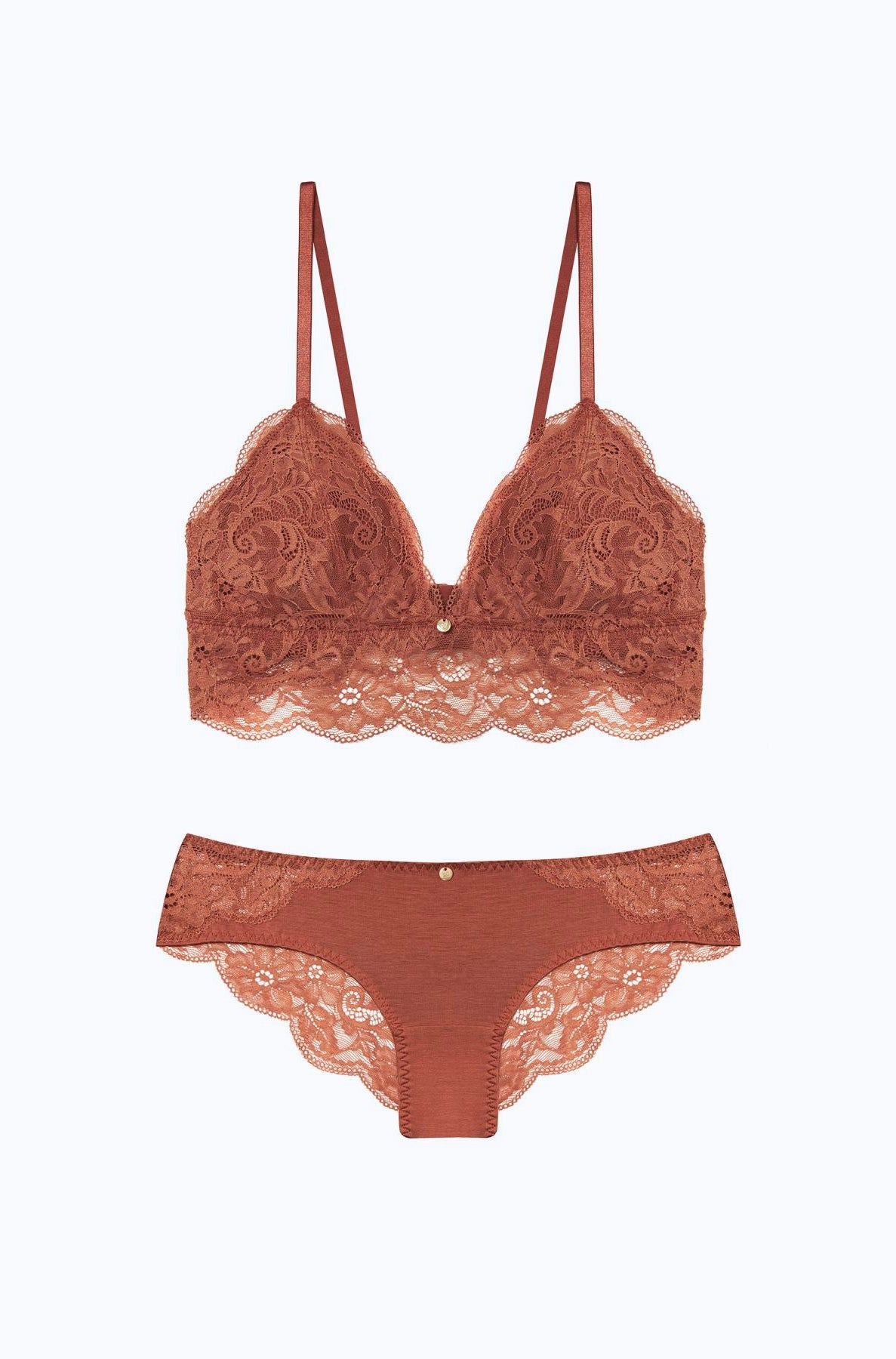 Coco Malou Unterwäsche Bralette mit Tencel und Spitze rostrot