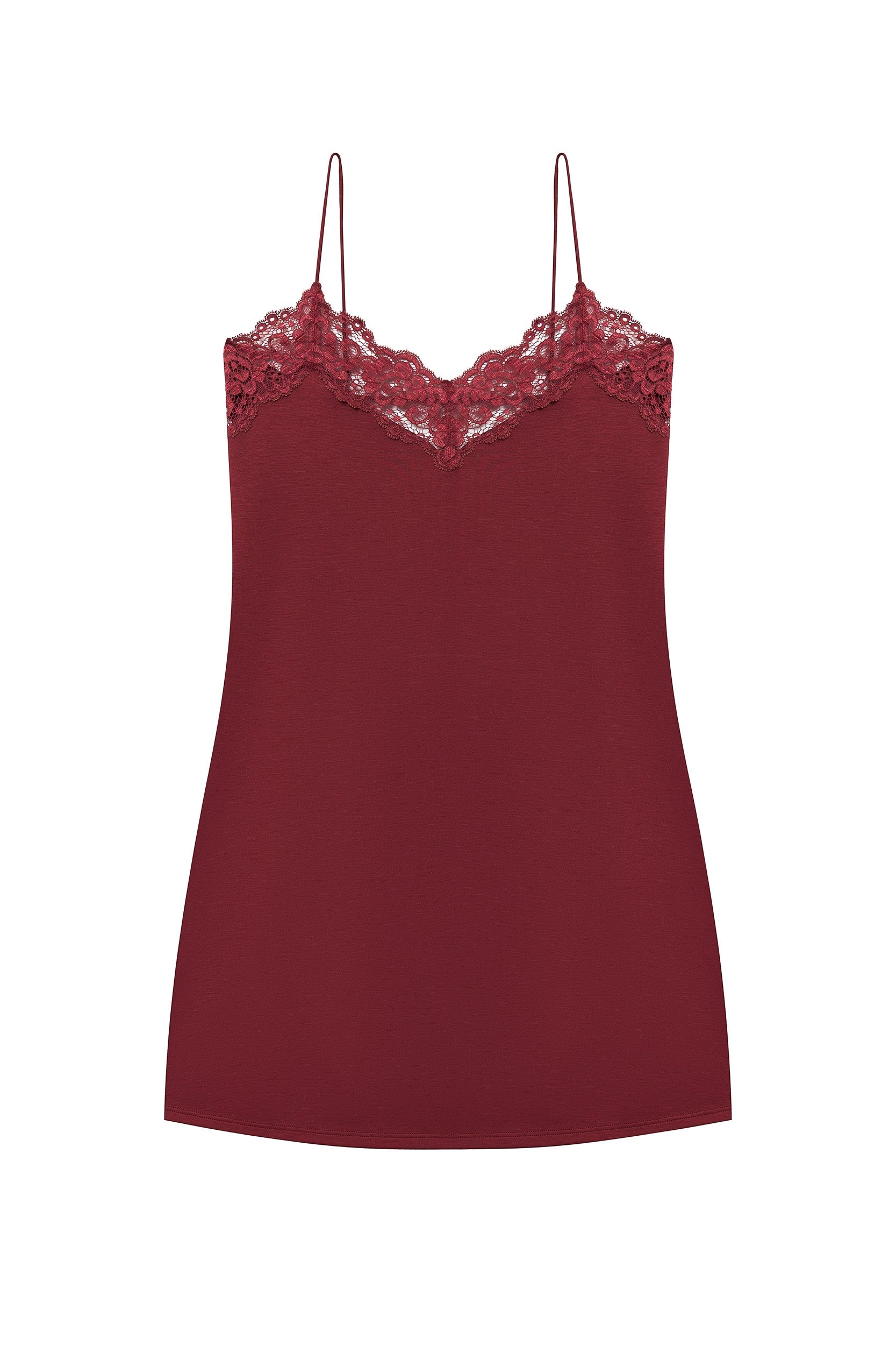Spitzen-Nachthemd Tencel Lyocell Coco Malou dunkelrot Flatlay