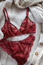Spitzen-Dessous rot transparent florale Spitze eco