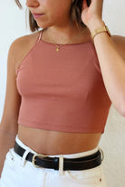 vegane Mode fair produziert Crop Top in rosa Ripp-Stoff